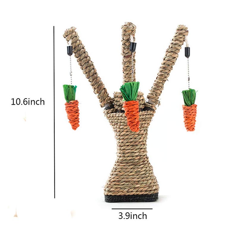 Hamiledyi Pet Rabbit Toy Tree Bunny Fun Chew Toy Rattan Grass Scratcher Climbing Tree Play Carrot Toy for Small Animal - Image 5